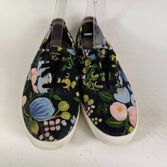 Keds x Rifle Paper Co Athletic Sneakers Womens 8.5 Black Floral Low Top Lace-up - Picture 4 of 10